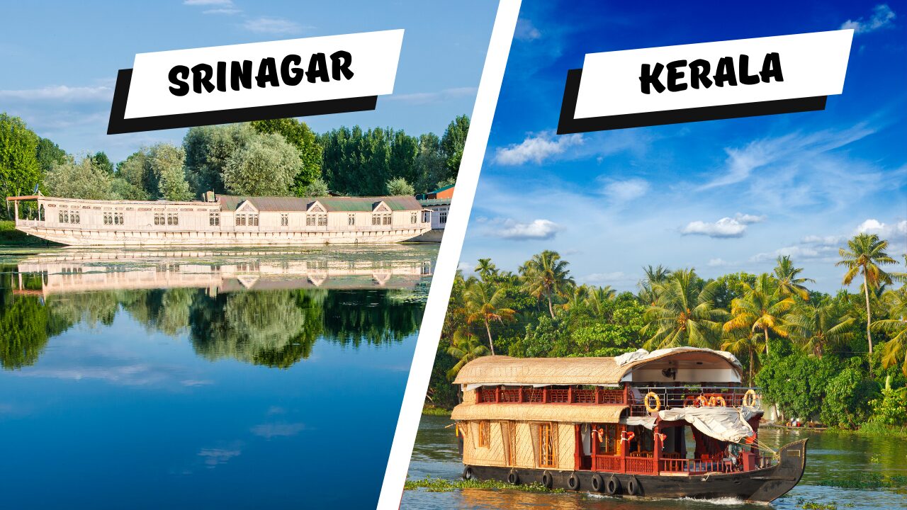 Difference between Srinagar & Kerala Houseboat