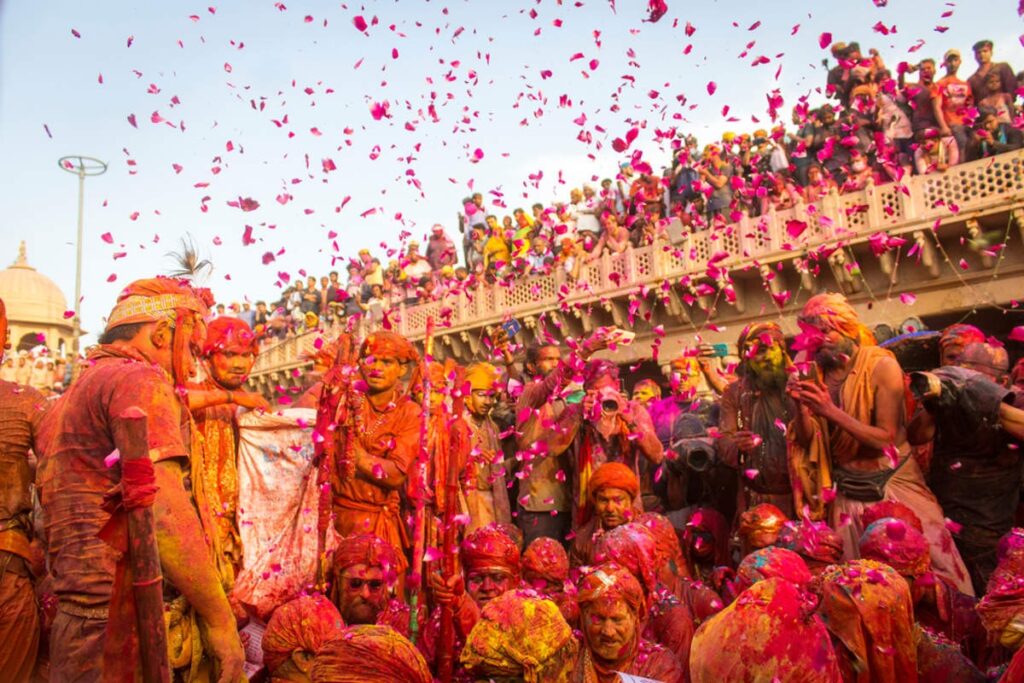 People celebrating holi festival
