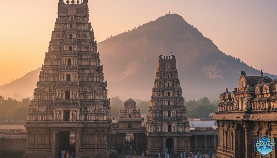 Sunrise over Tiruvannamalai with Arunachalesvara Temple and Arunachala hill