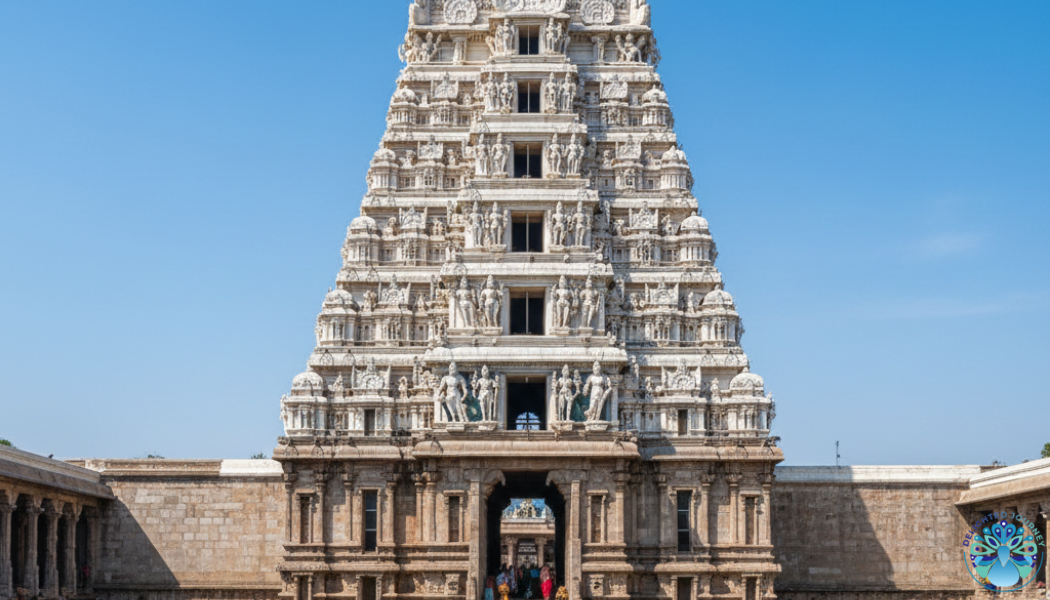 Arunachalesvara Temple gopuram and temple tank in Tiruvannamalai