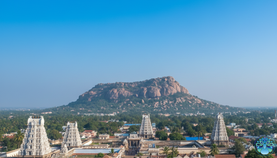 Arunachala hill landscape view above Tiruvannamalai town